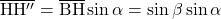 \overline{\rm HH''} = \overline{\rm BH} \sin \alpha = \sin \beta \sin \alpha