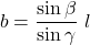 \[ b = \frac{\sin\beta}{\sin\gamma}\  l\]